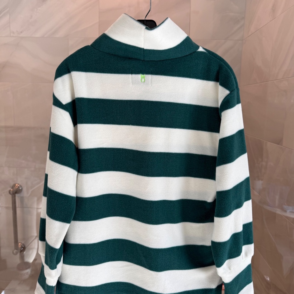 Dudley Stephens Vello Fleece Milton Street Turtleneck Green/White Stripe - Small - Picture 7 of 9